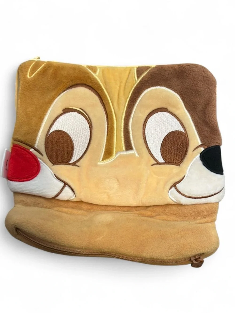 Disney Chip 'n Dale Plush Pouch Case Toast Sandwich Double Sided Face Zippered